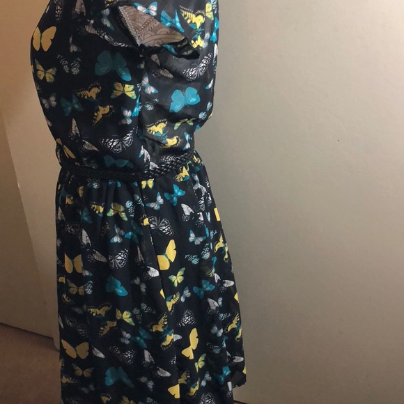 H&M black with butterflies chiffon dress - Picture 6 of 6